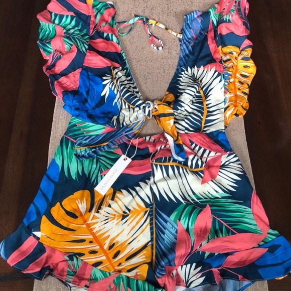 Vici Rainforest Tie Romper - Picture 2 of 5